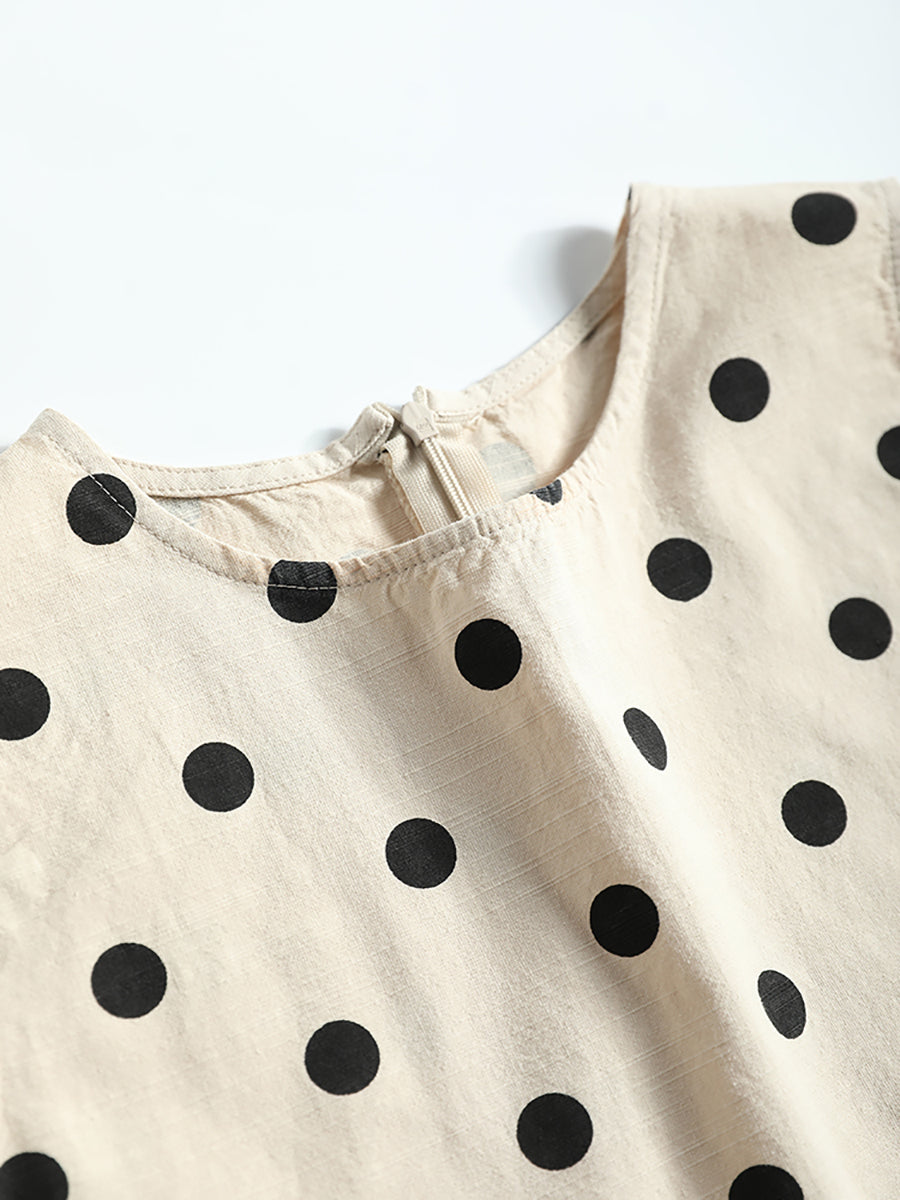 Gilet ample en coton à ourlet en dentelle à pois pour femme