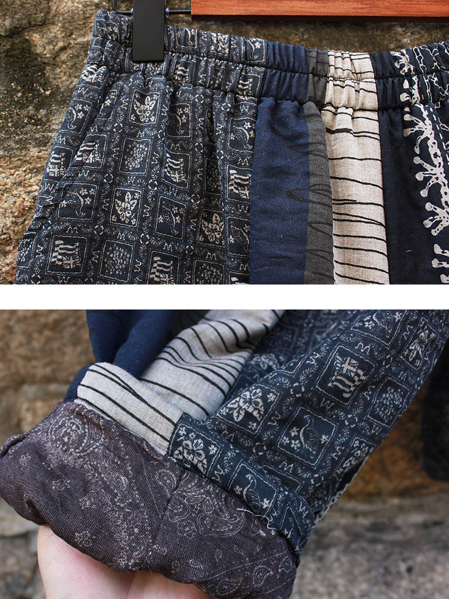 Pantalon ample en coton épissé rétro pour femme