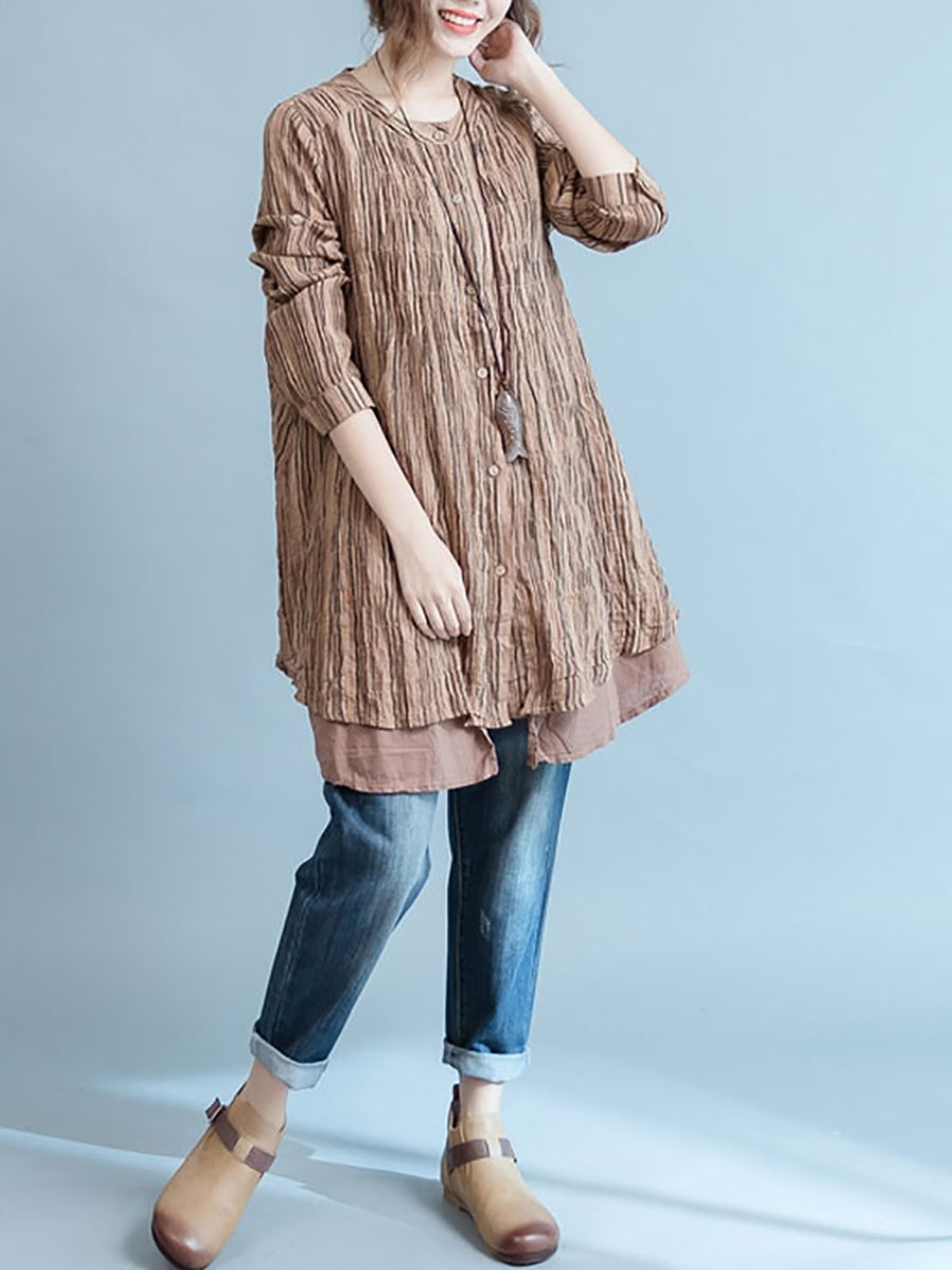 Cardigan a righe vintage da donna con giunture larghe