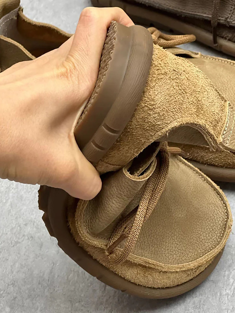 Scarpe morbide e solide con coulisse in pelle usurata