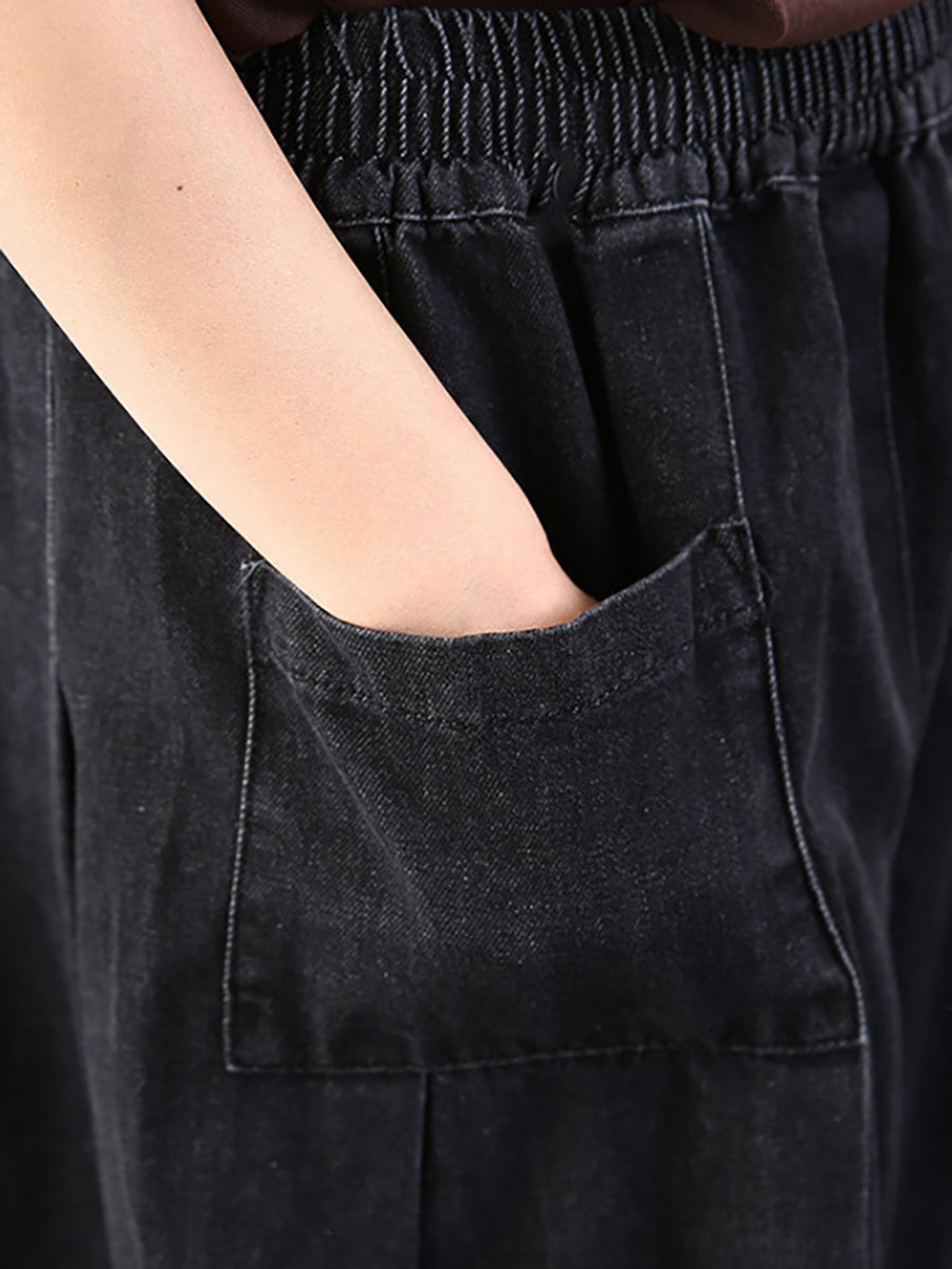 Jean en denim ample de couleur pure simple