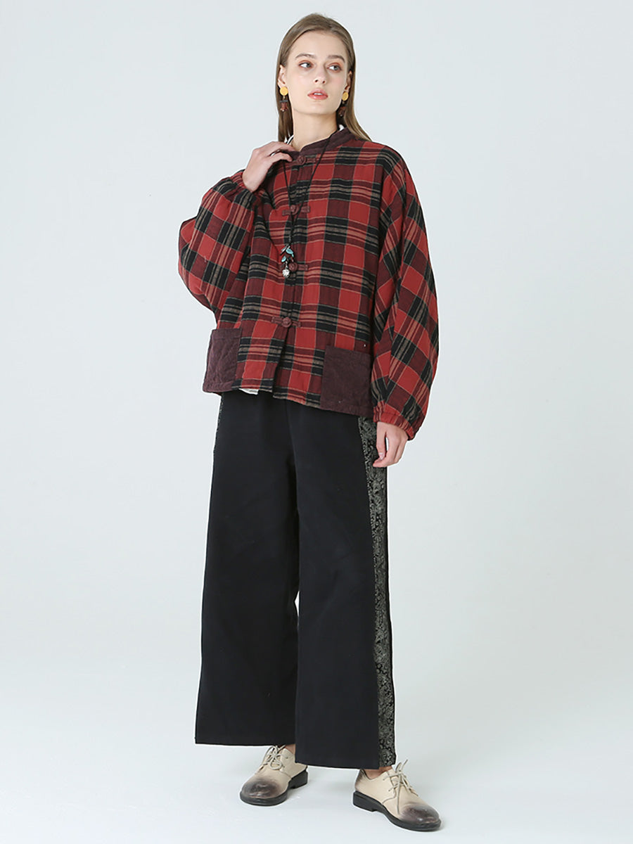 Cappotto casual largo da donna a quadri primaverili invernali M2XL