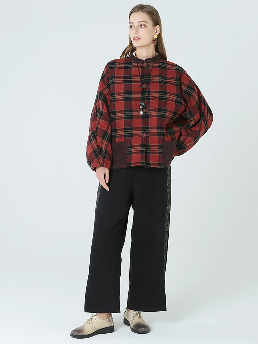 Cappotto casual largo da donna a quadri primaverili invernali M2XL