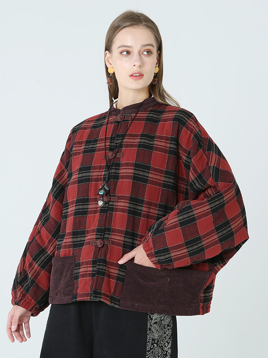 Cappotto casual largo da donna a quadri primaverili invernali M2XL
