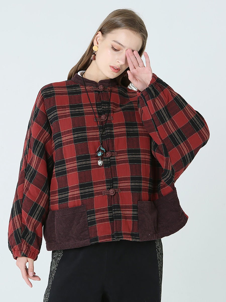 Cappotto casual largo da donna a quadri primaverili invernali M2XL