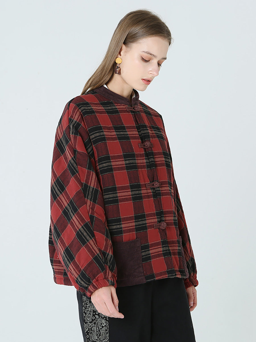 Cappotto casual largo da donna a quadri primaverili invernali M2XL