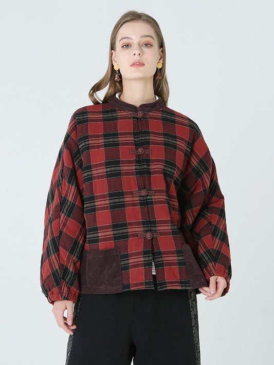 Cappotto casual largo da donna a quadri primaverili invernali M2XL