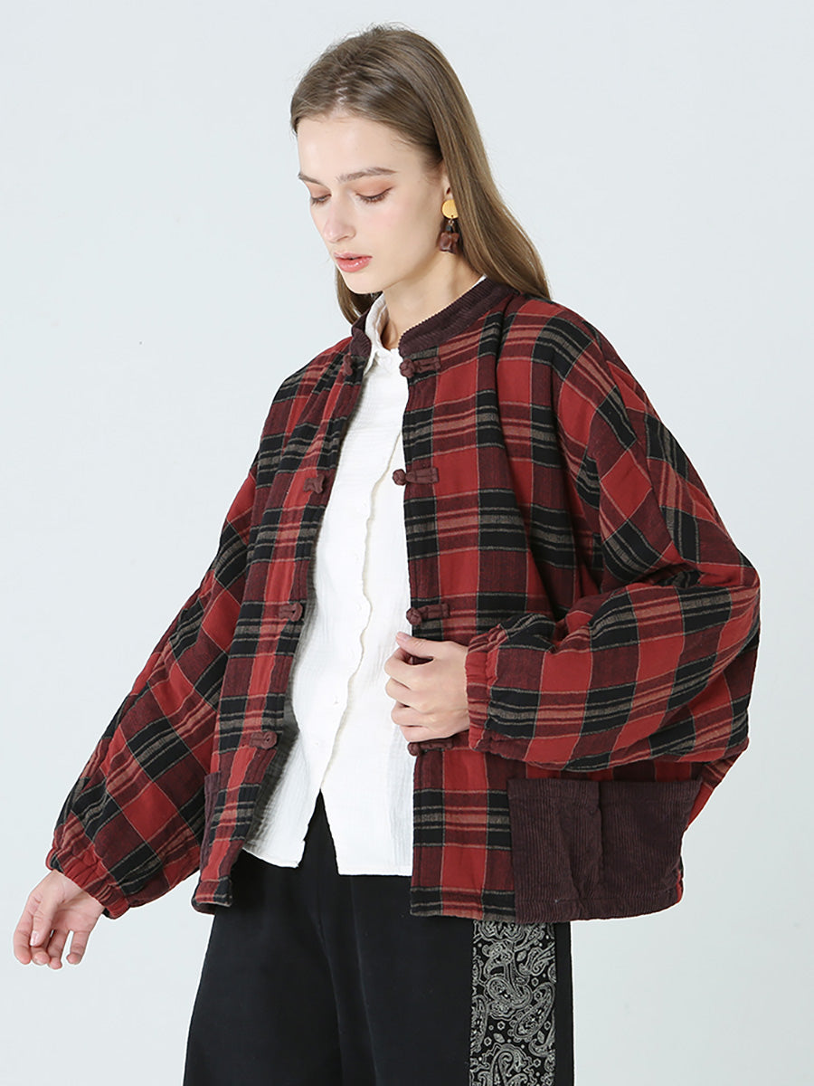 Cappotto casual largo da donna a quadri primaverili invernali M2XL