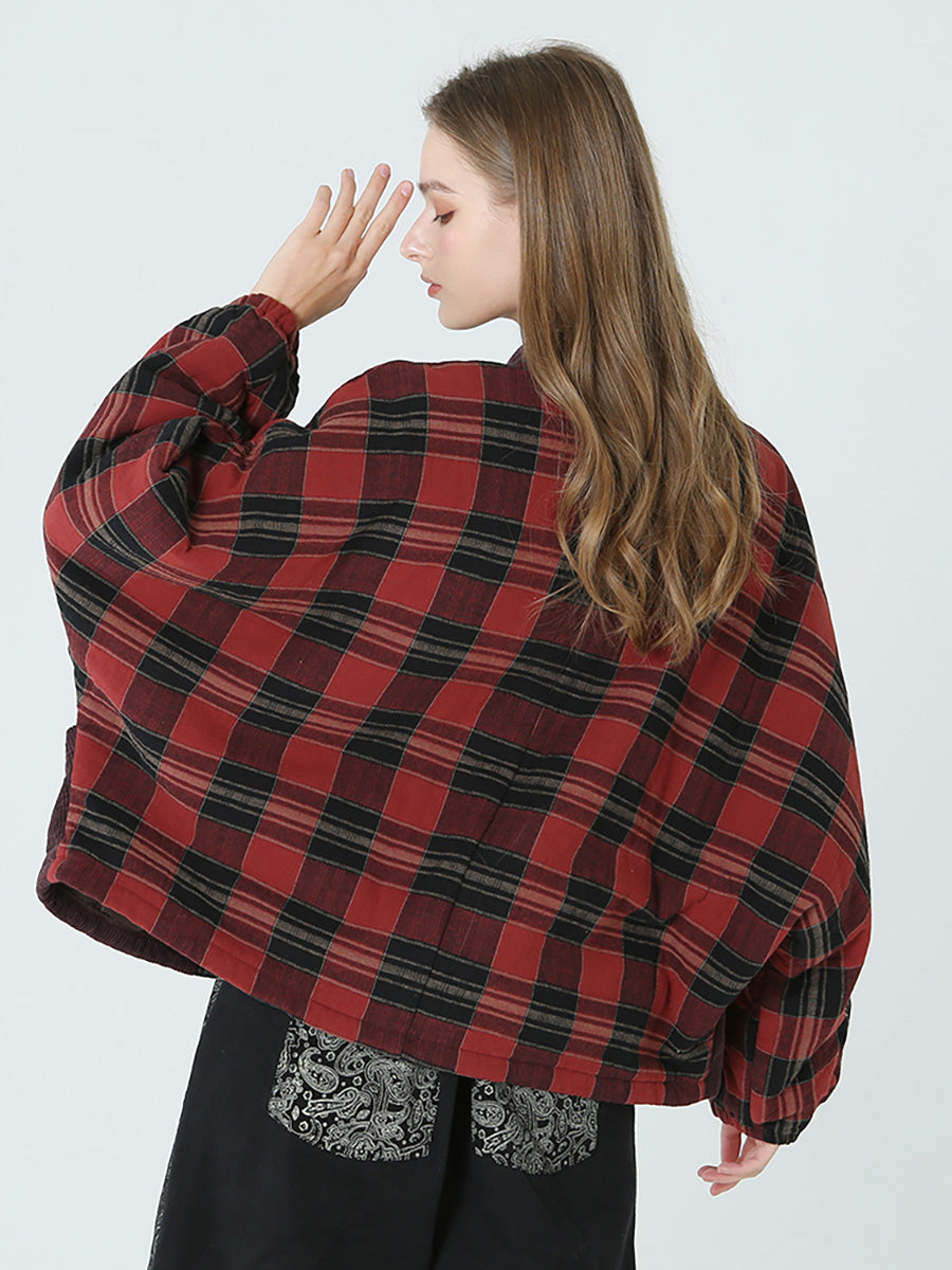 Cappotto casual largo da donna a quadri primaverili invernali M2XL