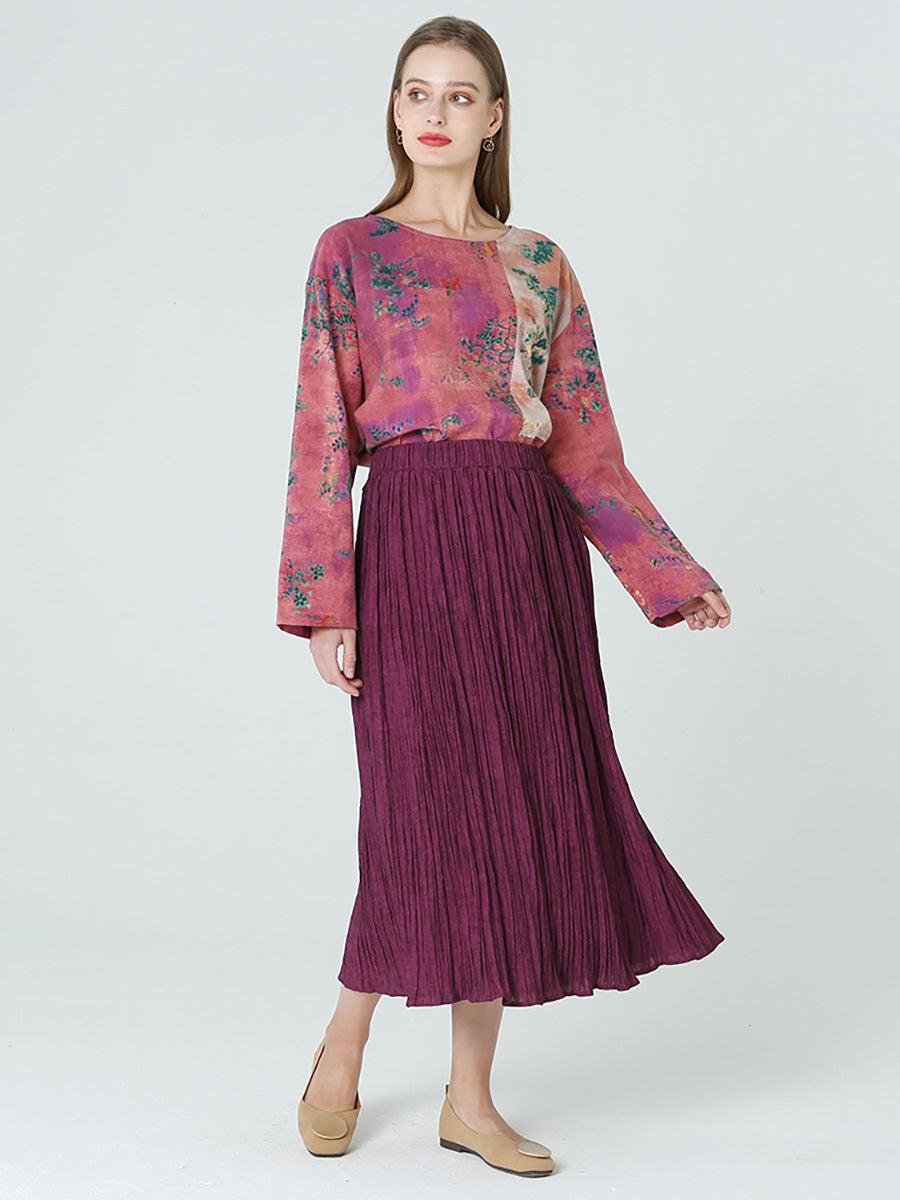 Gonna a pieghe elastica in vita per donna, casual e ampia, M2XL