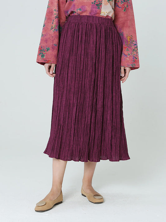 Gonna a pieghe elastica in vita per donna, casual e ampia, M2XL