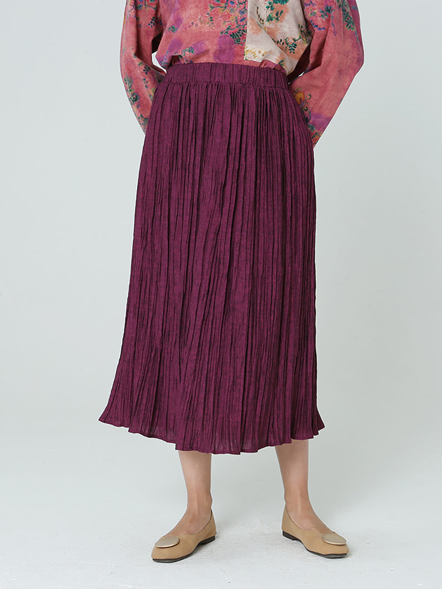 Gonna a pieghe elastica in vita per donna, casual e ampia, M2XL