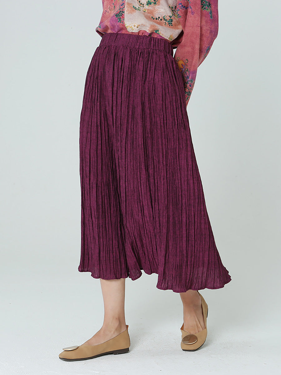 Gonna a pieghe elastica in vita per donna, casual e ampia, M2XL