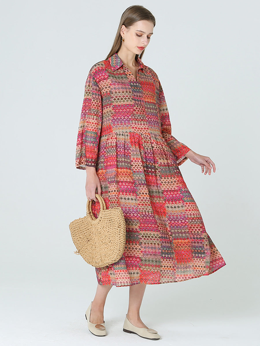 Prints Long Sleeve Spring Bohemia Dress