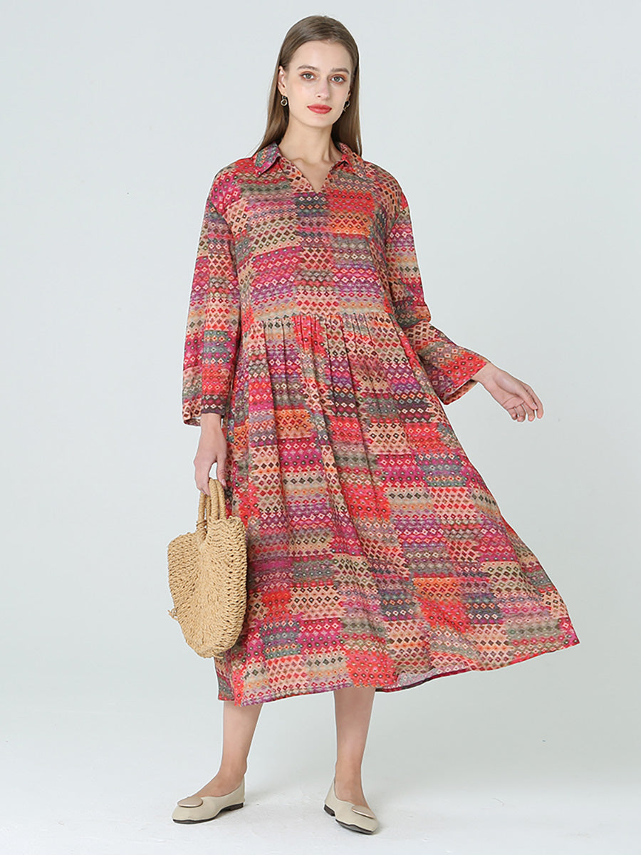 Prints Long Sleeve Spring Bohemia Dress