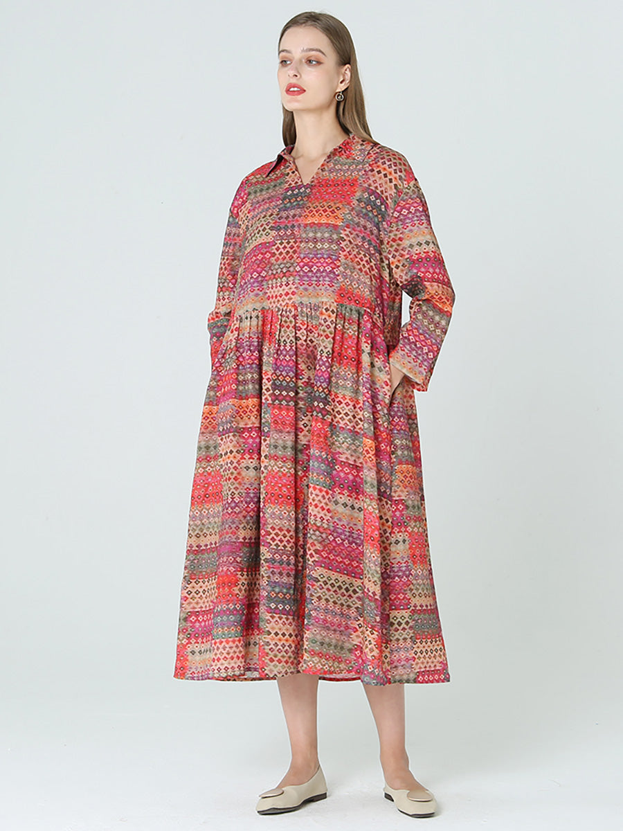 Prints Long Sleeve Spring Bohemia Dress