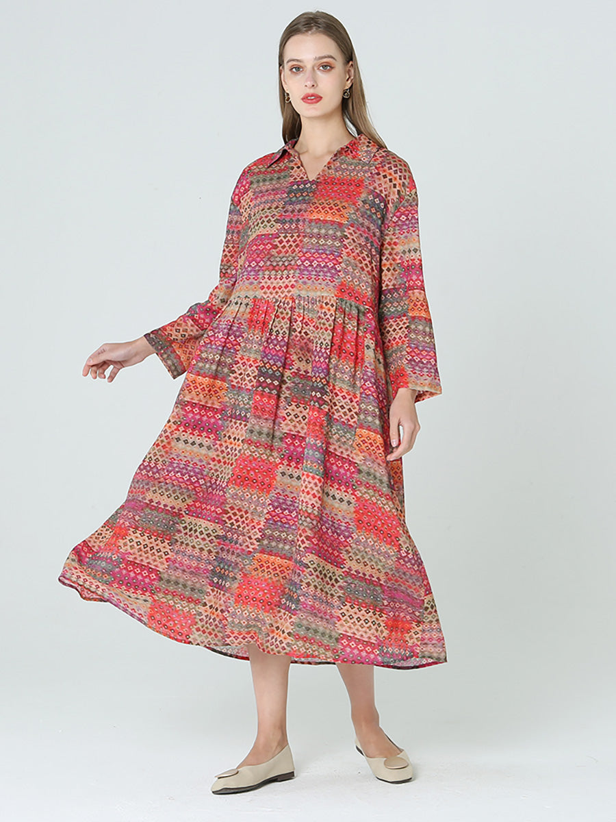 Prints Long Sleeve Spring Bohemia Dress
