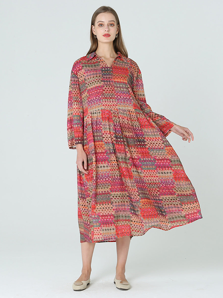 Prints Long Sleeve Spring Bohemia Dress