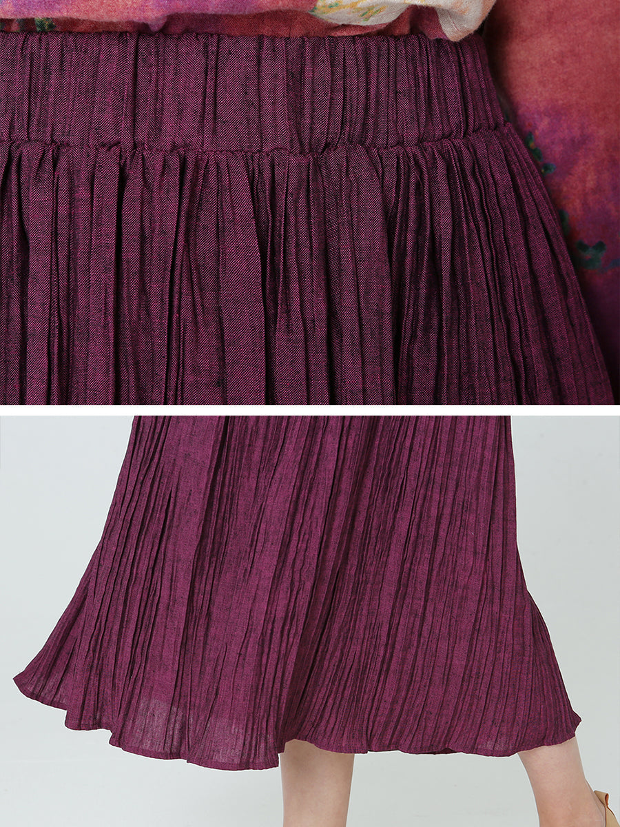 Gonna a pieghe elastica in vita per donna, casual e ampia, M2XL