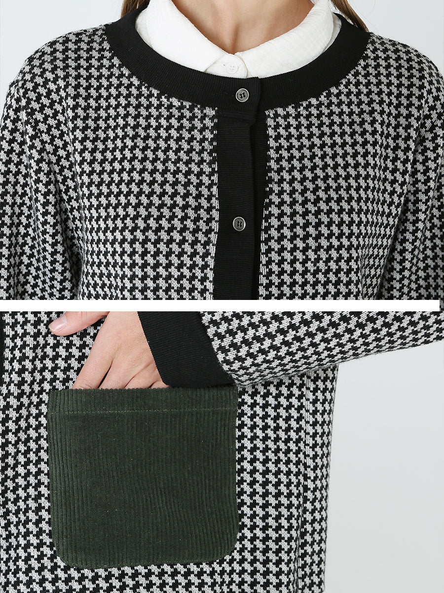 Manteau boutonné à carreaux à manches longues pour femmes M2XL