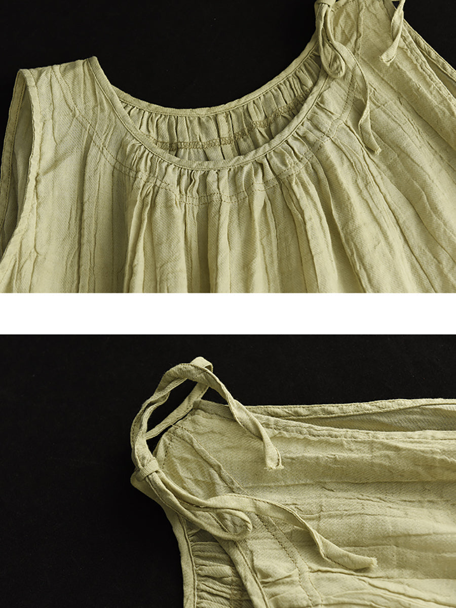 Gilet da donna retrò in ramiè con coulisse e tinta unita