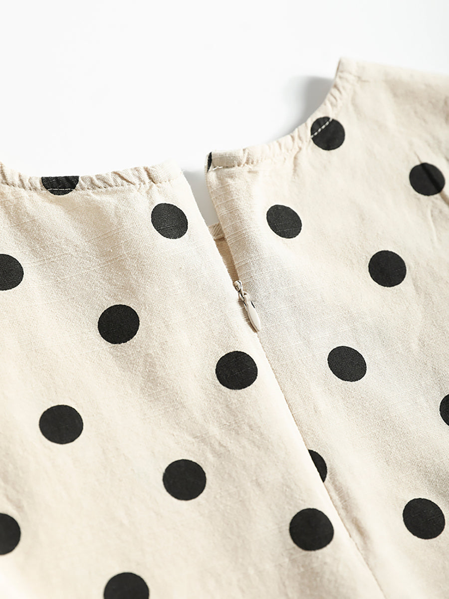 Gilet ample en coton à ourlet en dentelle à pois pour femme