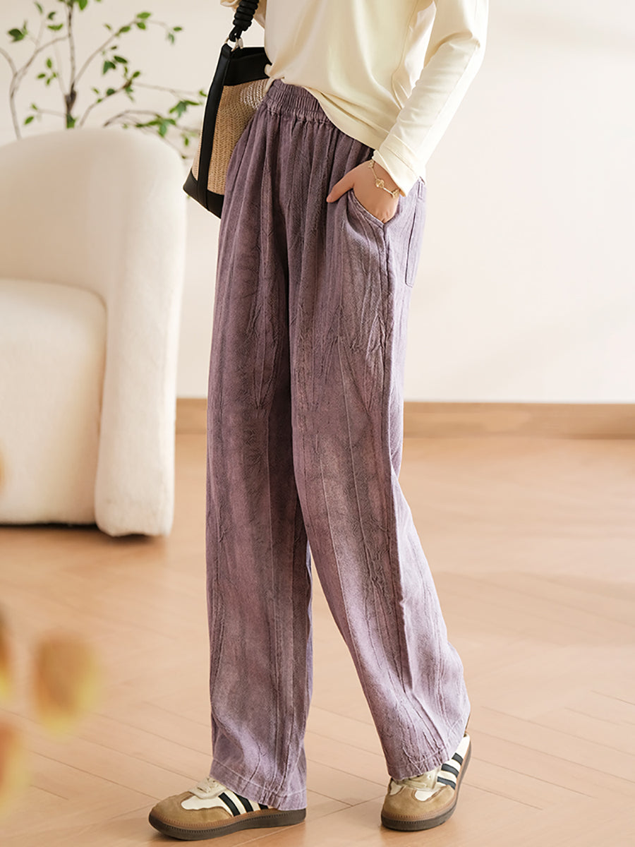 Pantaloni larghi in lino e cotone primaverili vintage da donna
