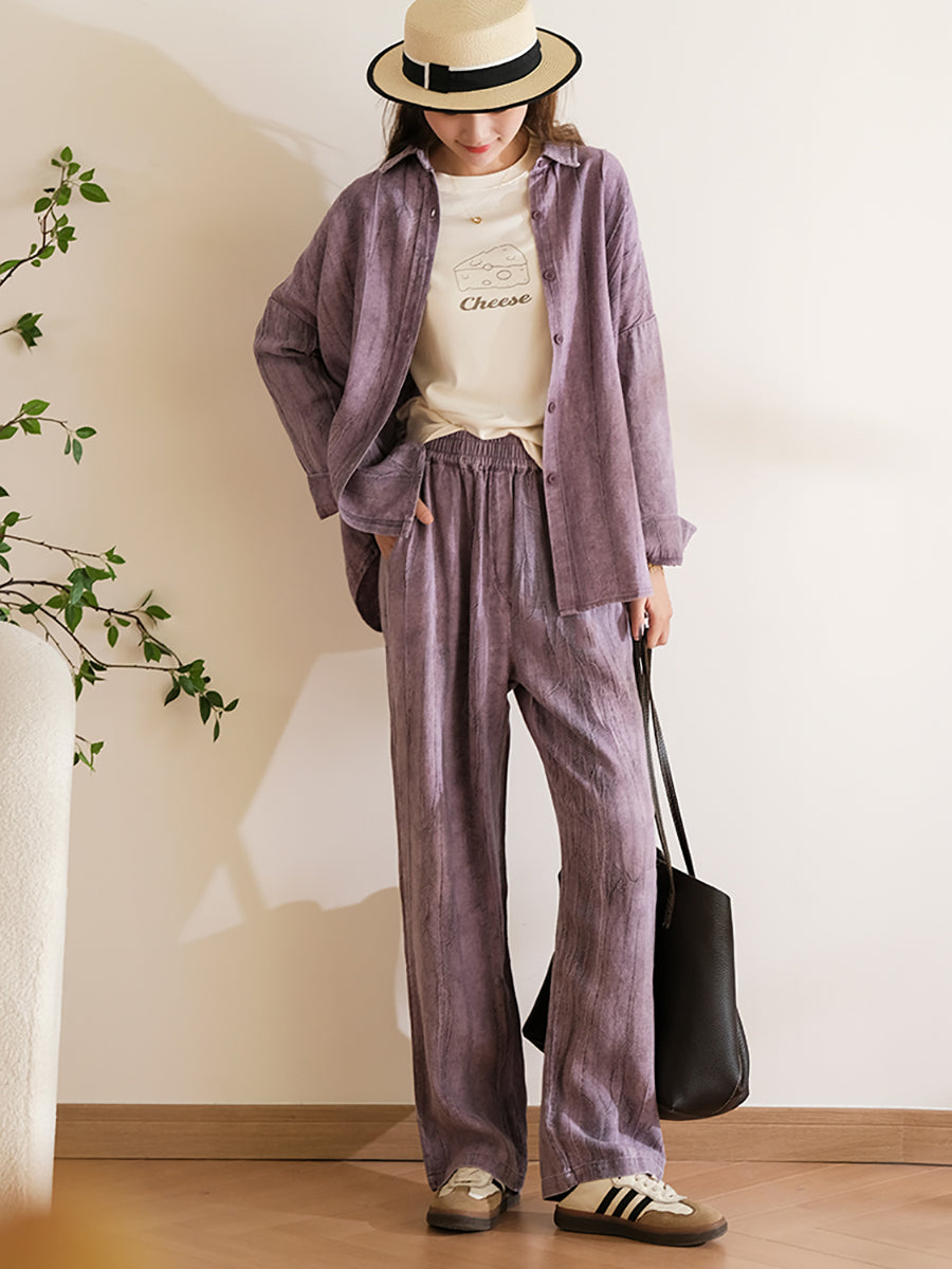 Pantaloni larghi in lino e cotone primaverili vintage da donna