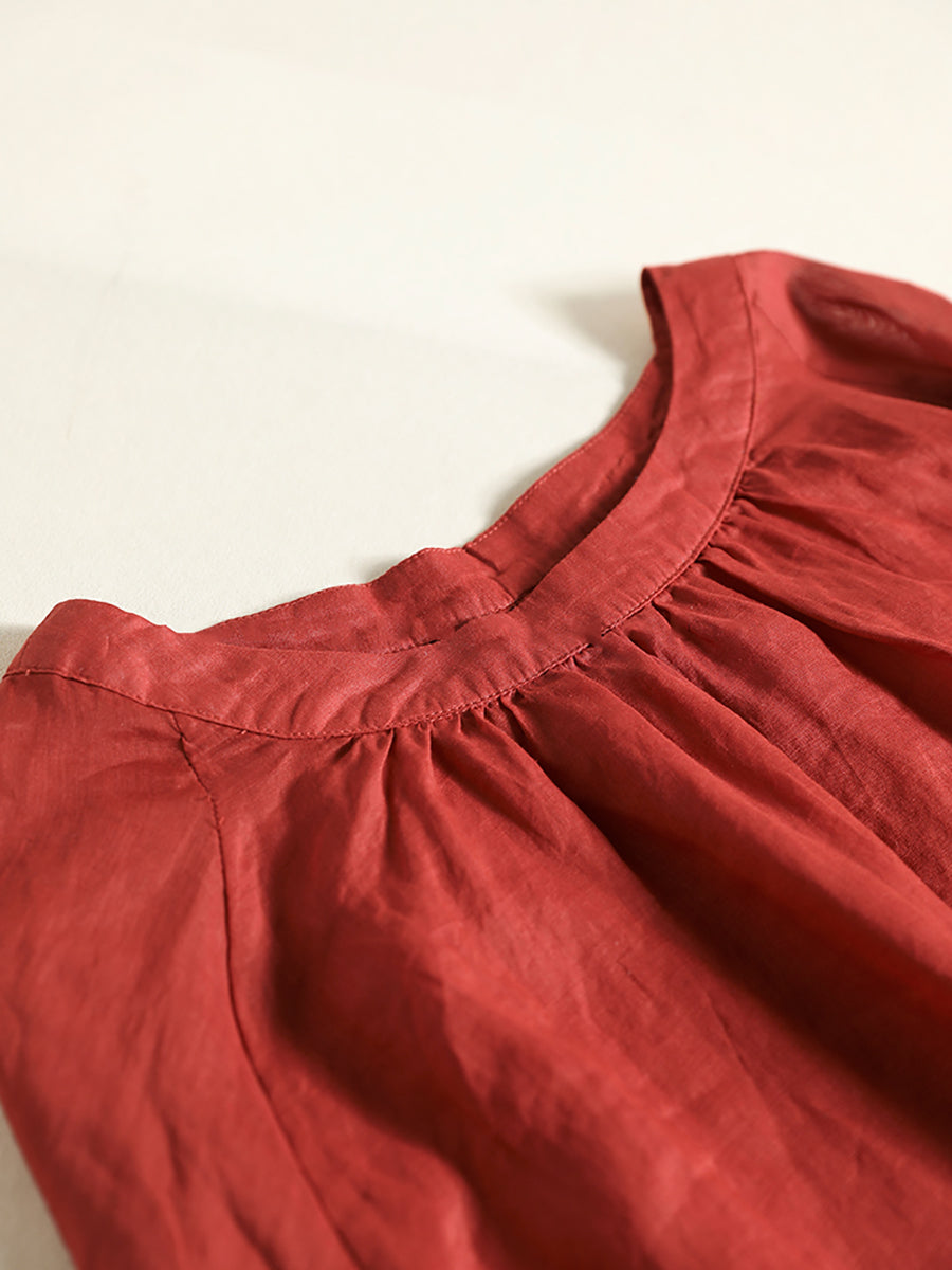 Camicia vintage estiva a maniche lunghe in ramiè da donna