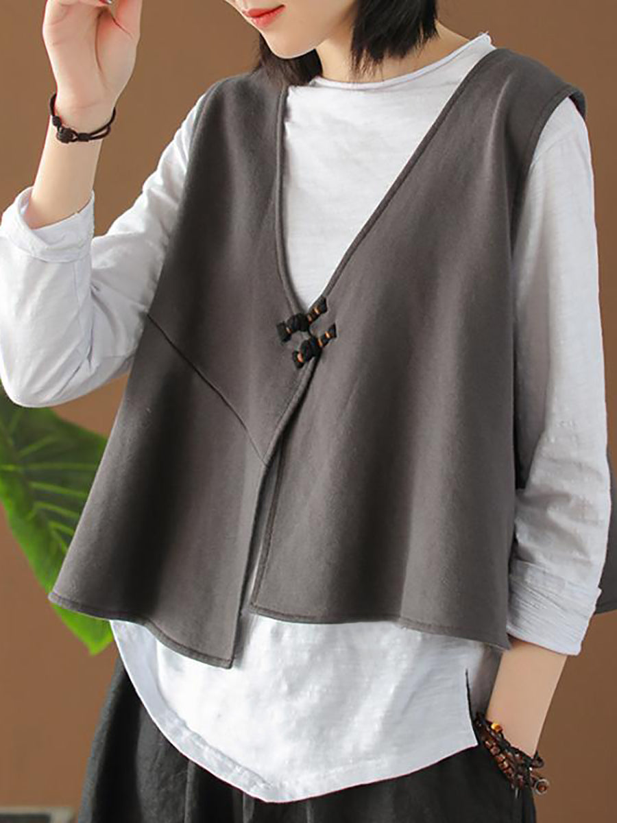 Maglietta a maniche lunghe in cotone e gilet largo