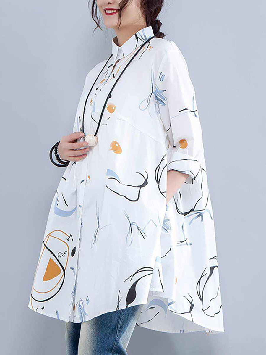 Camicia monopetto con colletto polo stampato