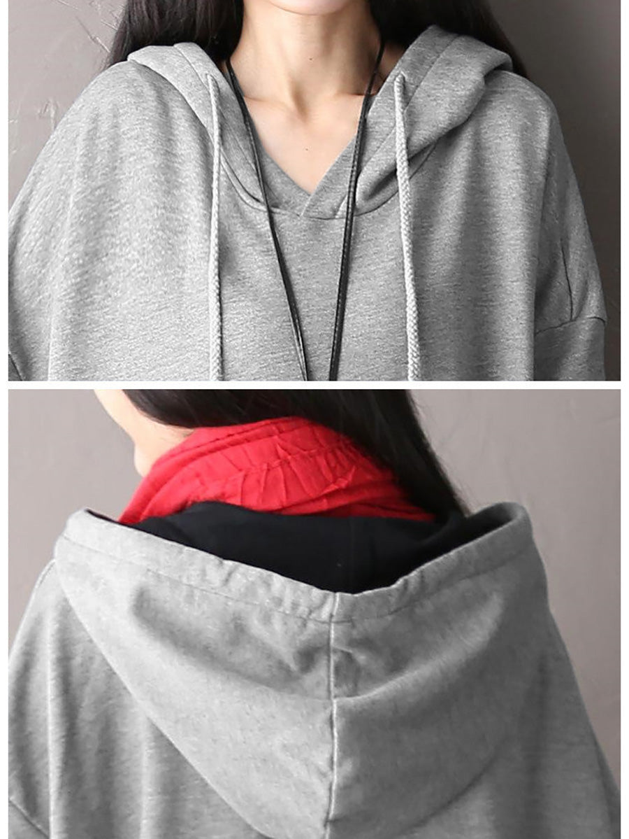 Abito casual da donna con cappuccio e cuore rosso unito