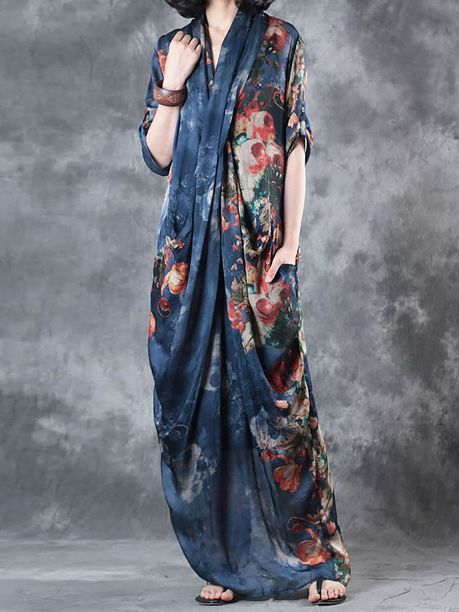 Vestito estivo da donna, casual, largo, irregolare, floreale