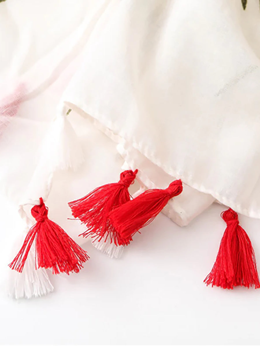 Sciarpa con nappe e stampa floreale da donna Seaside