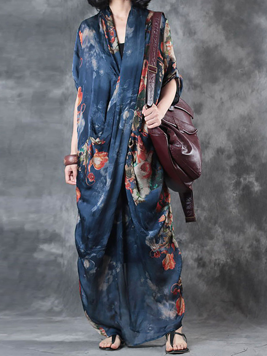 Vestito estivo da donna, casual, largo, irregolare, floreale
