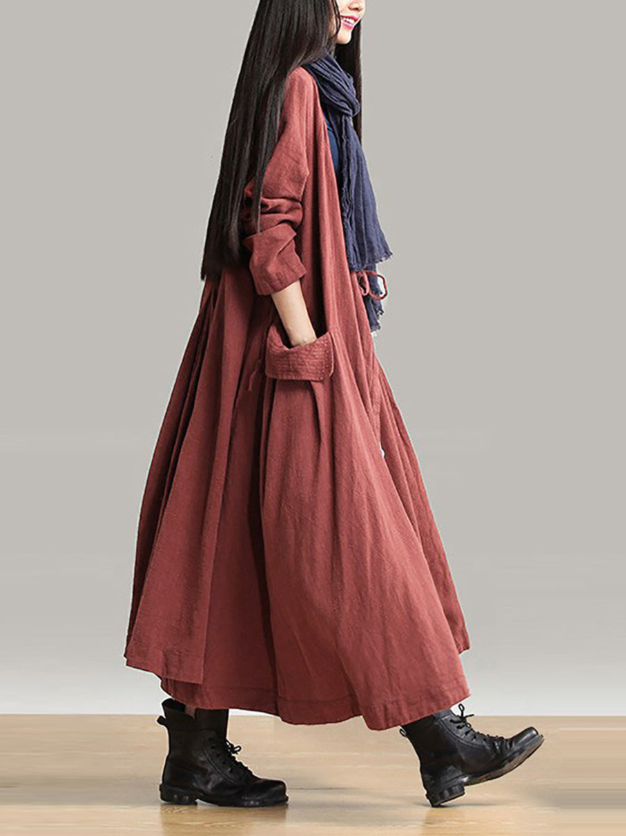 Manteau long et ample en coton ramie pour femme