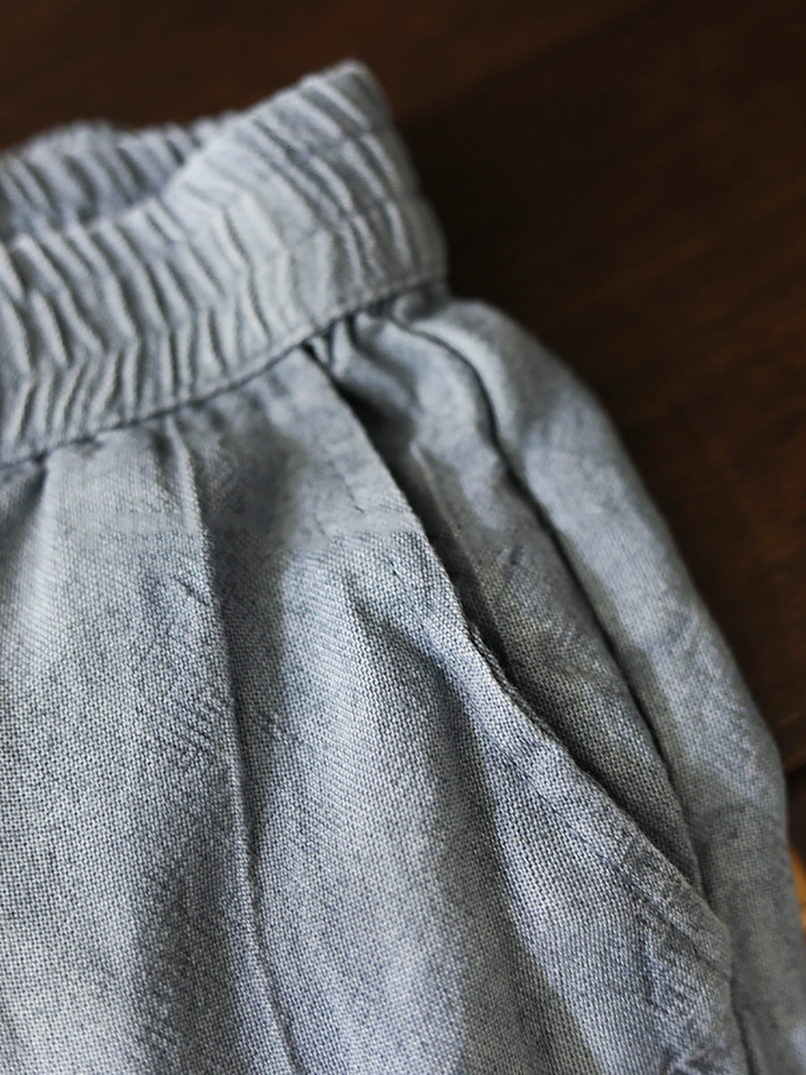 Pantaloni larghi in lino e cotone primaverili vintage da donna