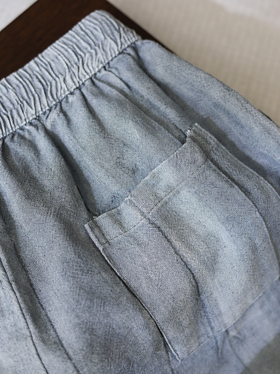Pantaloni larghi in lino e cotone primaverili vintage da donna