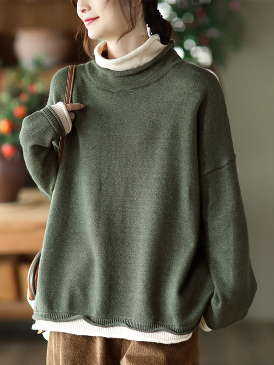 Maglione da donna colorblock in due pezzi finto autunno