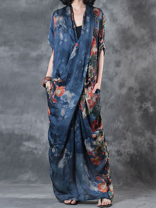 Vestito estivo da donna, casual, largo, irregolare, floreale