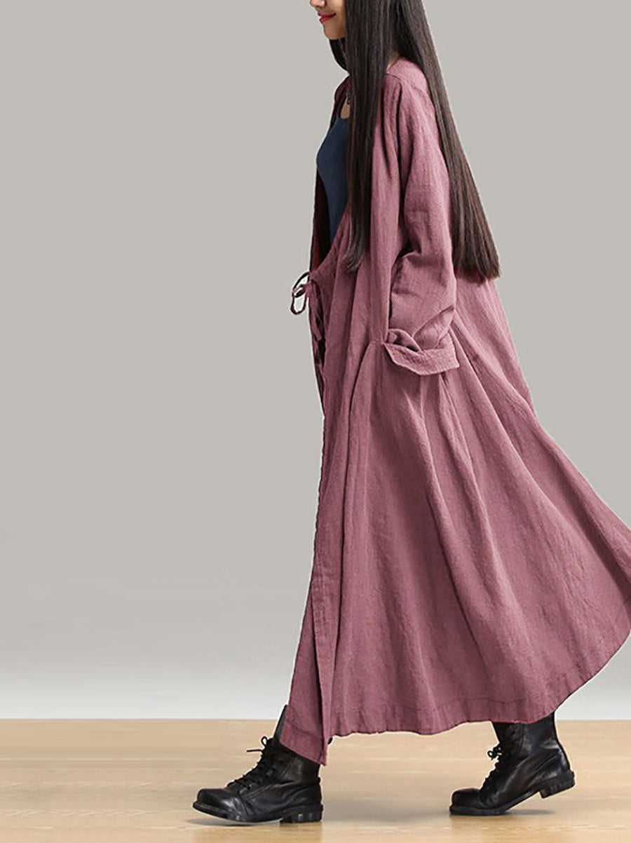 Manteau long et ample en coton ramie pour femme