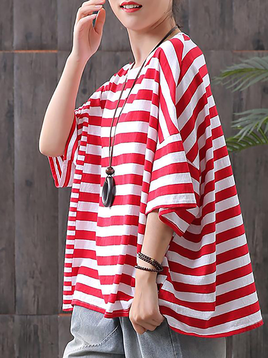 Maglietta casual a righe in cotone
