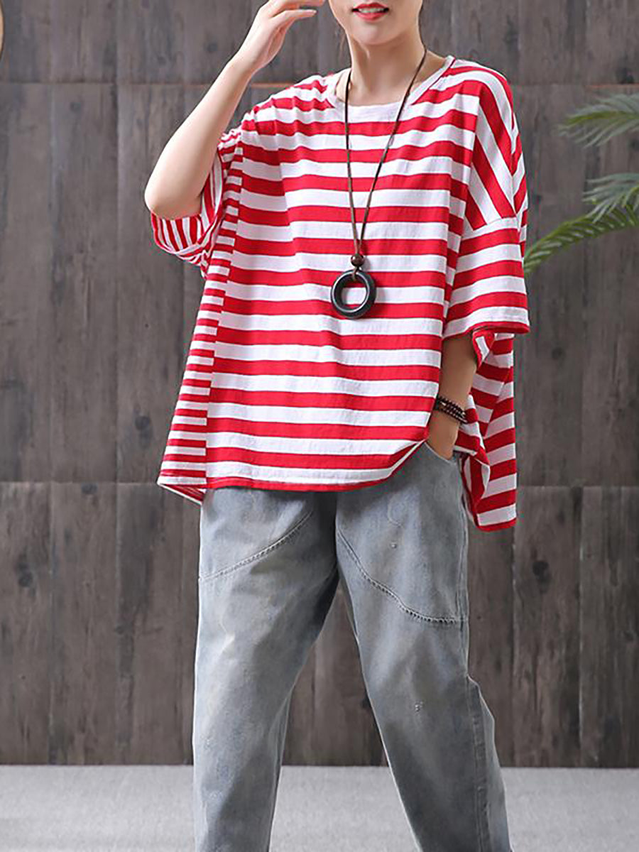 Maglietta casual a righe in cotone
