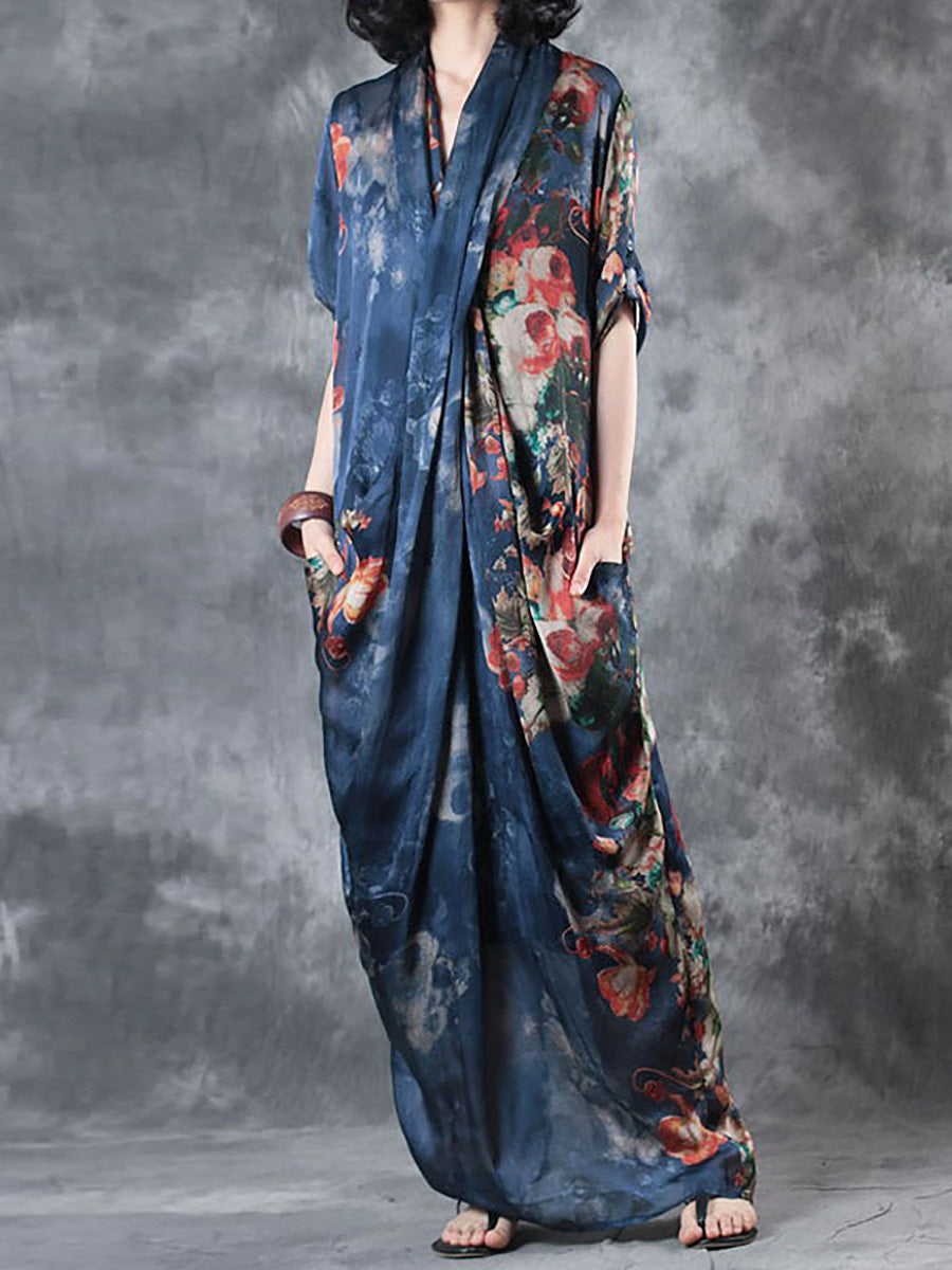 Vestito estivo da donna, casual, largo, irregolare, floreale
