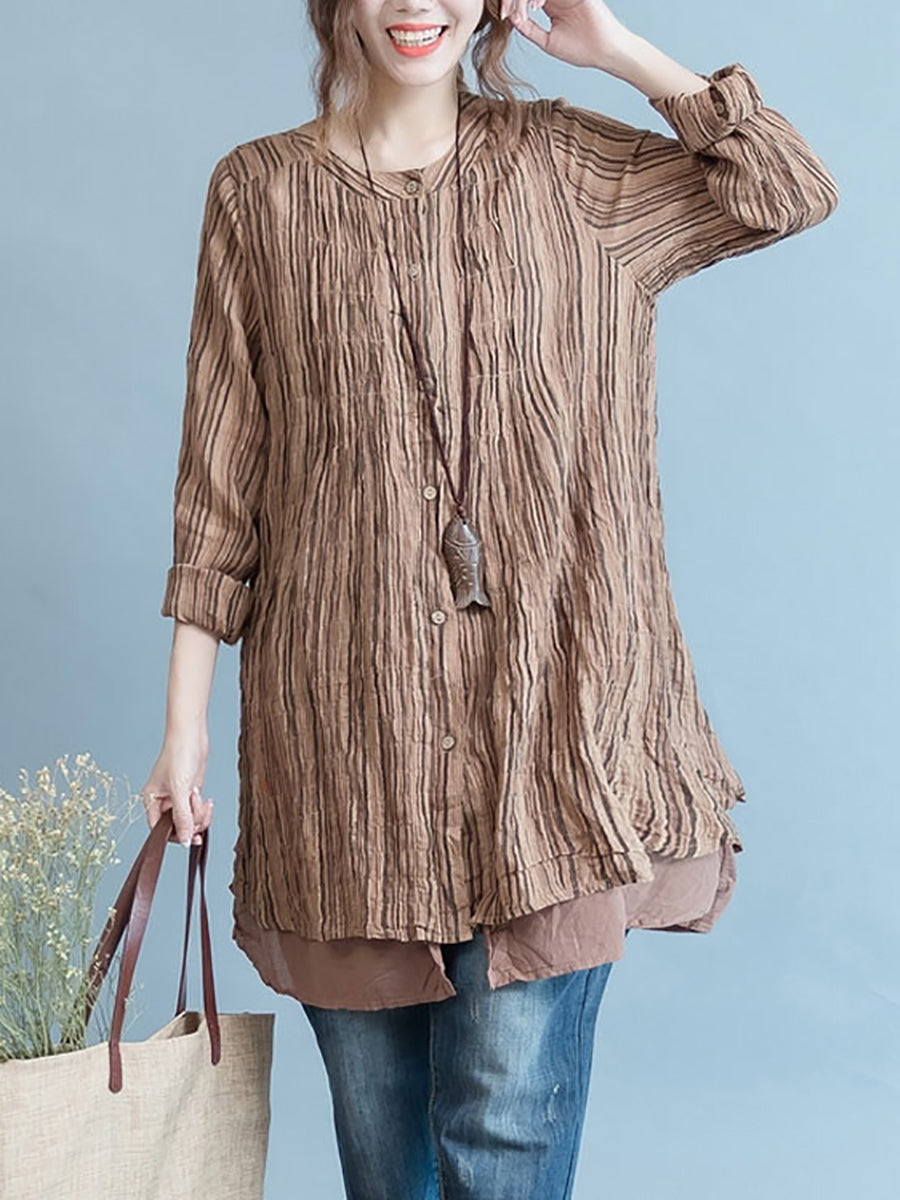 Cardigan a righe vintage da donna con giunture larghe