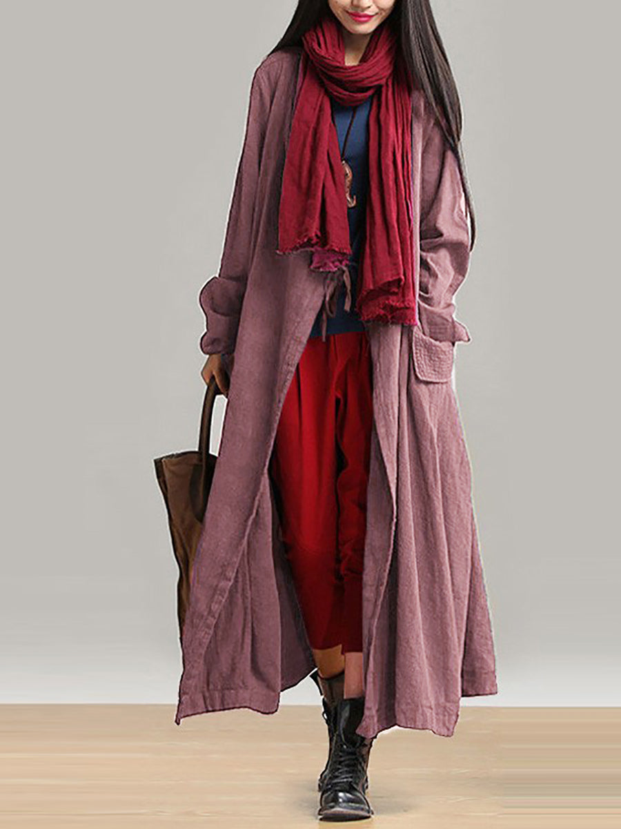 Manteau long et ample en coton ramie pour femme