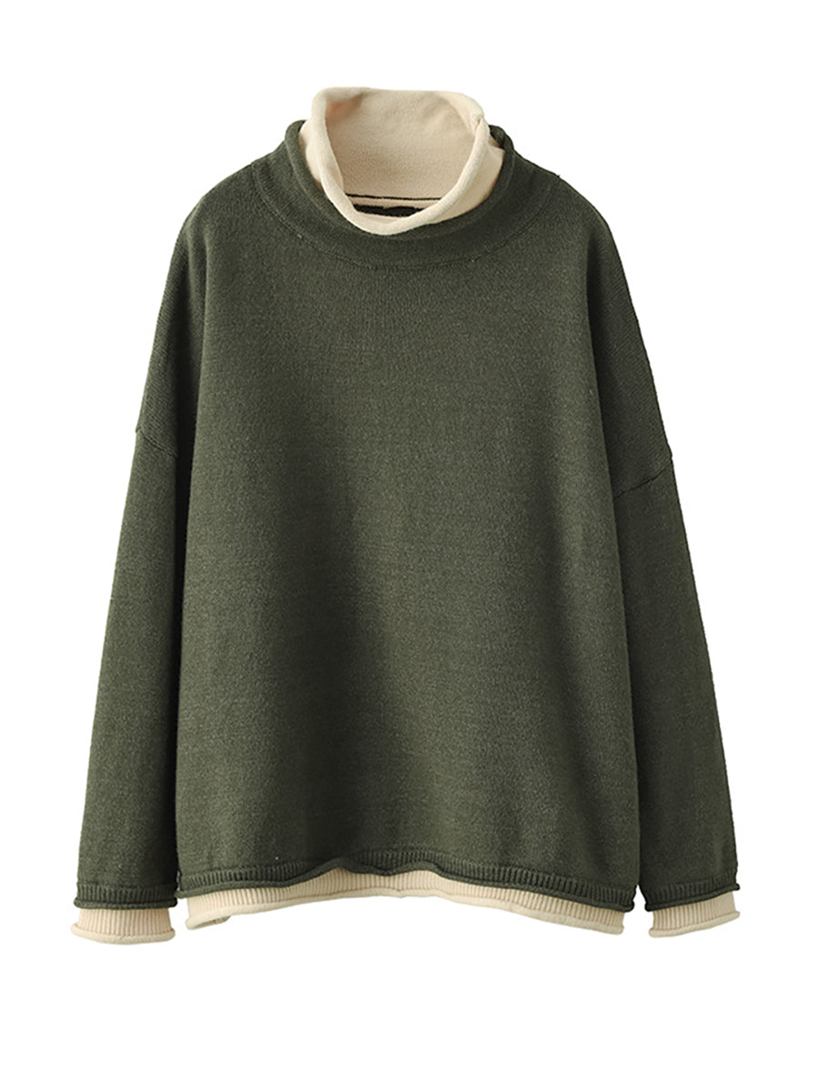 Maglione da donna colorblock in due pezzi finto autunno