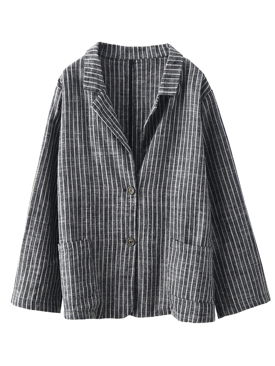 Camicia e pantaloni in lino primaverile a righe vintage da donna