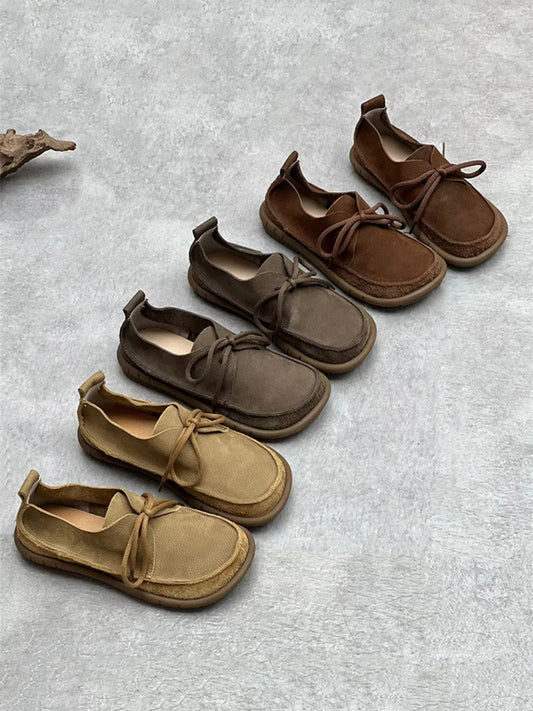 Scarpe morbide e solide con coulisse in pelle usurata