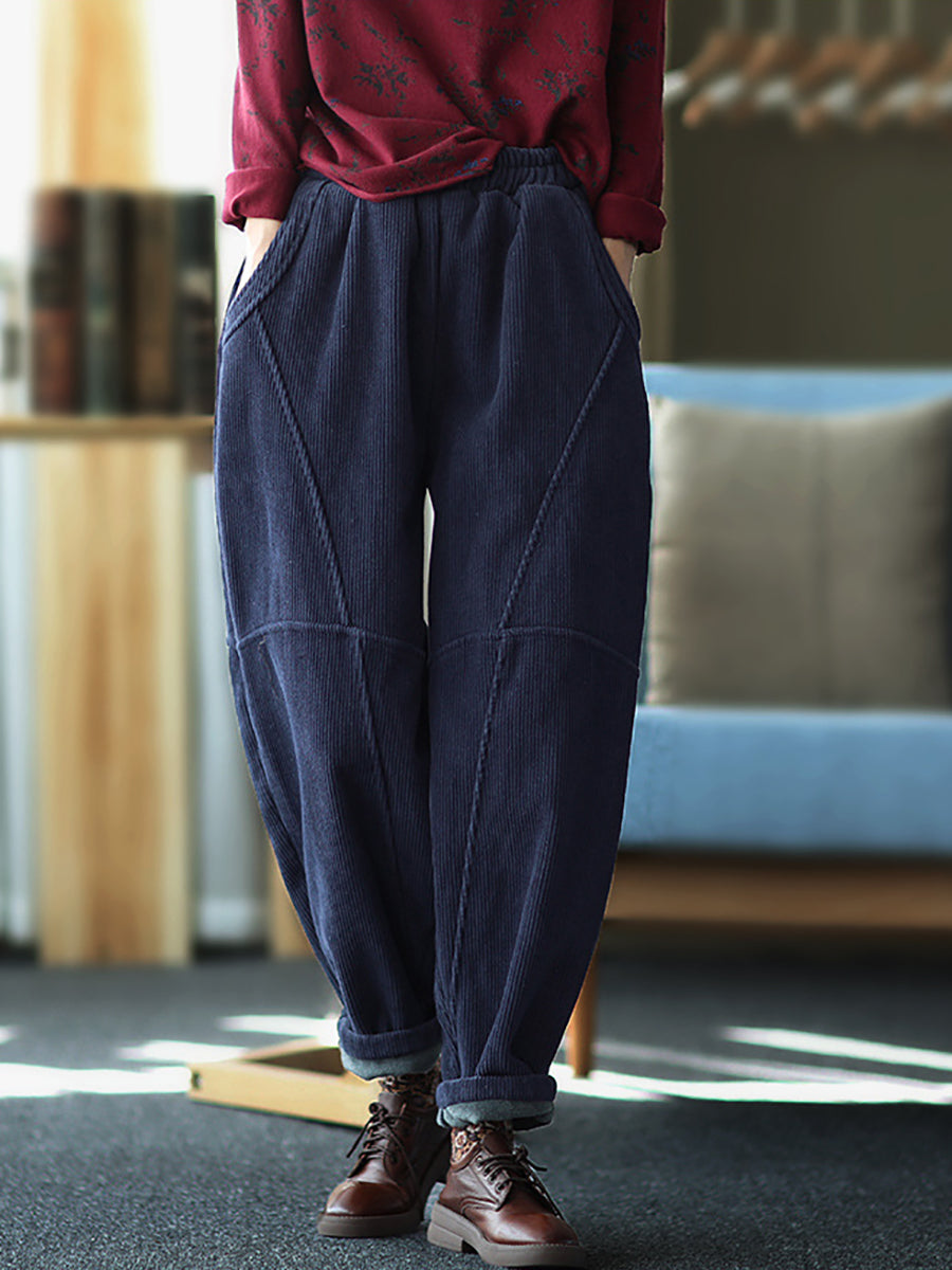 Pantaloni vintage da donna con cuciture spesse